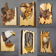 Animal Carving Handcraft Gift Wall Hanging,6 PCS